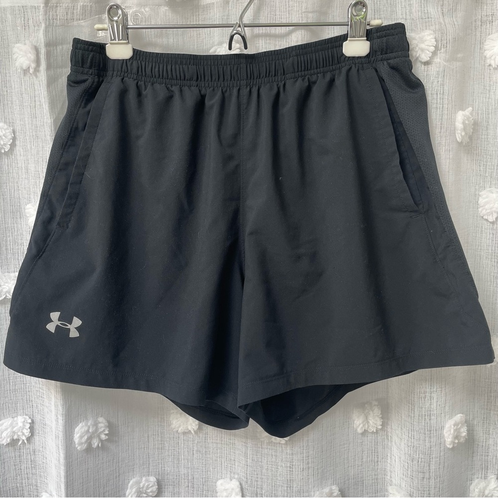 Under Armour athletic performance shorts, black, mesh liner